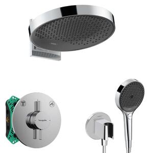 Hansgrohe - Zuhanyszett rejtett keverővel, testtel, 36 cm átmérőjű, 3 fúvókával, krómozott SANI21HHH008