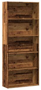 Antik fa színű szerelt fa könyvszekrény 80 x 30 x 189 cm