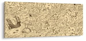 Kép - Vintage térkép, illusztrációk (120x50 cm)