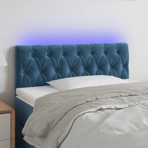 Sötétkék bársony LED-es fejtámla 90 x 7 x 78/88 cm