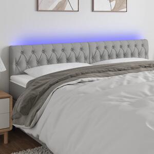 Világosszürke szövet LED-es fejtámla 180x7x78/88 cm