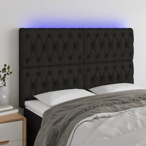 VidaXL fekete szövet LED-es fejtámla 144x7x118/128 cm