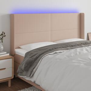 Cappuccino műbőr LED-es fejtámla 203x16x118/128 cm