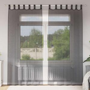 VidaXL 2 db fekete fátyolfüggönyök fülecske tetejével 140x260 cm