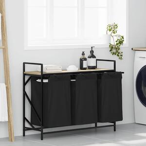 Sonoma tölgy mosodai kosár 3 rekeszes polccal