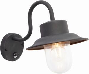 Endon loft vintage kültéri fali lámpa chesham pir fekete átlátszó end70331 IP44