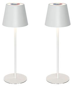 Set van 2 tafellampen wit met dimmer en oplaadbaar RGBW - Murdock