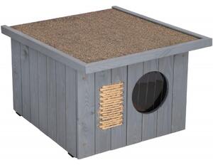 Szürke fából készült macska vagy kutya kennel 58x49,5 cm, szigetelt