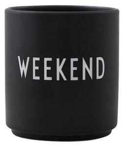 Favourite Weekend fekete porcelánbögre - Design Letters