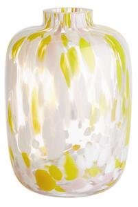 CONFETTI üveg váza, rózsaszín-sárga 18cm