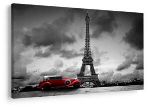 Kép - Az Eiffel-torony és a piros autó (90x60 cm)