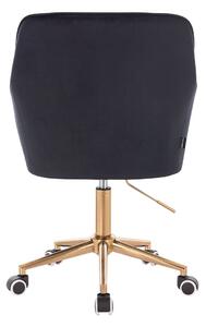 HR550K Fekete modern velúr szék arany lábbal