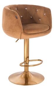 HR333CW Mézbarna modern velúr szék arany lábbal
