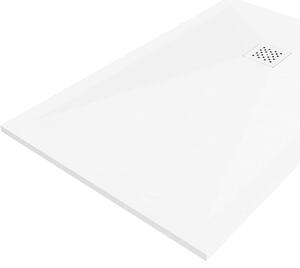 Mexen Stone+ téglalap alakú kompozit zuhanytálca 120 x 100 cm, fehér, fehér burkolat - 44101012-W