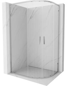 Mexen Exo félköríves aszimmetrikus tolóajtós zuhanykabin 100 x 80 cm, átlátszó, króm - 8132-100-080-01-00