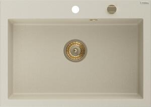 Mexen Elix gránit mosogató 1 rekeszes 700 x 500 mm, bézs, arany szifon - 6526701005-69-G