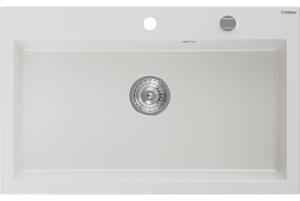 Mexen Elix gránit mosogató 1-medencés 800 x 500 mm, fehér, króm szifon - 6527801005-20