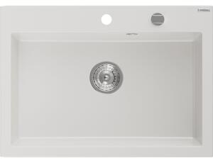 Mexen Elix gránit mosogató 1-medencés 700 x 500 mm, fehér, króm szifon - 6526701005-20