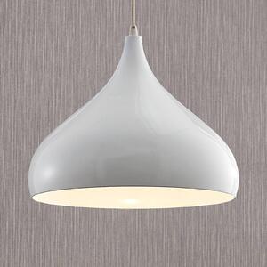 Lindby Ritana függesztett lámpa, fehér, fém, Ø 31 cm, E27, dimmelhető, Fehér / opál, Nappali / Étkező, Alumínium, Modern