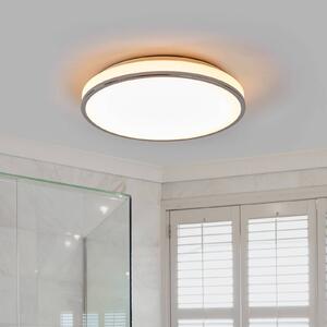 Lindby LED mennyezeti világítás Lyss, Ø 40 cm, króm színű, IP44, Fehér / opál, Fürdőszoba, Üveg, Modern