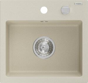 Mexen Milo 1-medencés gránit mosogató 435 x 410 mm, bézs, króm szifonnal - 6505441000-69