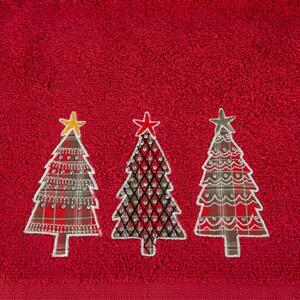 Pamut karácsonyi törölköző karácsonyfákkal piros Szélesség: 70 cm | Hossz: 140 cm