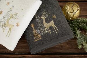 Pamut karácsonyi törölköző rénszarvassal fehér Šírka: 50 cm | Dĺžka: 90 cm