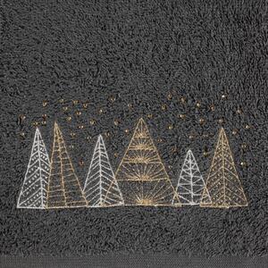 Pamut törölköző arany karácsonyi hímzéssel antracit Šírka: 50 cm | Dĺžka: 90 cm