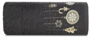 Pamut karácsonyi törölköző karácsonyi díszekkel fekete Šírka: 50 cm | Dĺžka: 90 cm