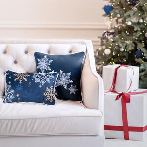 Kék karácsonyi díszpárnahuzat hópelyhekkel díszítve Šírka: 45 cm | Dĺžka: 45 cm