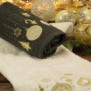 Pamut karácsonyi törölköző karácsonyi díszekkel fekete Szélesség: 70 cm | Hossz: 140 cm