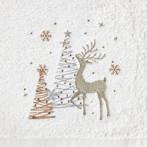 Pamut karácsonyi törölköző rénszarvassal fehér Szélesség: 70 cm | Hossz: 140 cm