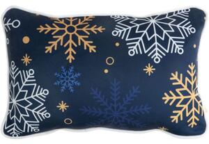 Kék karácsonyi díszpárnahuzat hópelyhekkel díszítve Šířka: 30 cm | Délka: 45 cm