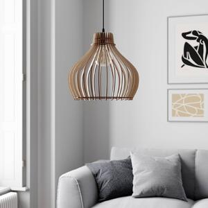 TEMAR LIGHTING Albaraccin függő lámpa, egy izzós, Ø 38 cm, dimmelhető, Világos fa, Nappali / Étkező, Fa, Vidéki otthon / Rusztikus