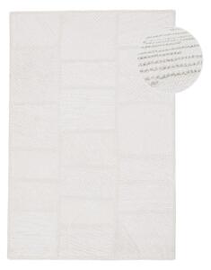 Fehér kézi szövésű gyapjúkeverék szőnyeg 140x200 cm Sculptured Blocks – Flair Rugs