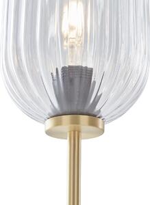 Art Deco sárgaréz állólámpa, átlátszó üveggel 2 lámpás - Rid