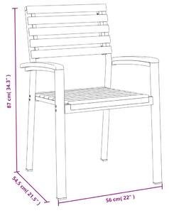 VidaXL 6 db tömör akácfa és fém rakásolható kerti szék