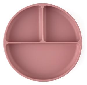P&M Szilikon osztott tányér, kerek Take&Match Dusty Rose 6m+