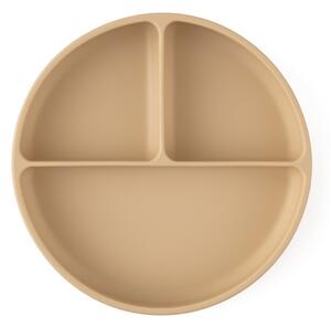 P&M Szilikon osztott tányér, kerek Take&Match Desert Sand 6m+