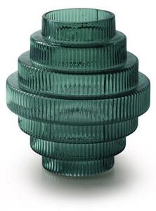 Geometrikus zöld üveg váza - Prémium - 17,5 cm