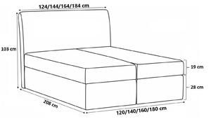 ASKOT boxspring ágy - 160x200, kék + INGYENES topper