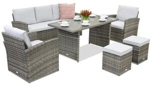 Garden Point Monaco Apetito 5 kerti bútorok + 2 puffok, szürke