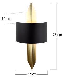 616 - A Enteriőr dizájn Fali lámpa Fekete Arany 75x10x22 cm
