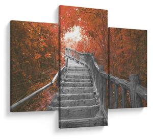 Kép - Lépcsők a természetben, narancssárga (90x60 cm)