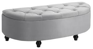 HOMCOM Tárolópad, Kárpitozott pad bársonyhatású bevonattal, tárolósláda falábakkal, 120 x 46 x 42 cm, szürke