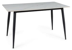 Étkezőasztal RION 130x70 cm kerámia lappal, fehér márvány