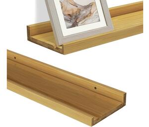 Vicco Linus természetes bambusz képkerettartó fali polc, 60 cm, 2 darabos szett