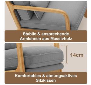 Bealife AR16 skandináv stílusú pihenőszék, favázas ülőfotel, szürke