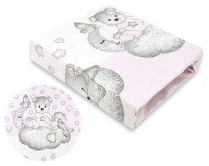 Baby Shop pamut,gumis lepedő 70*140 cm - Csillagos maci rózsaszín