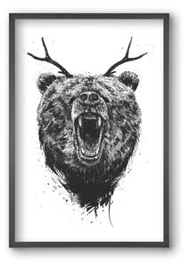 Angry bear with antlers - falikép keretben | artbridge
